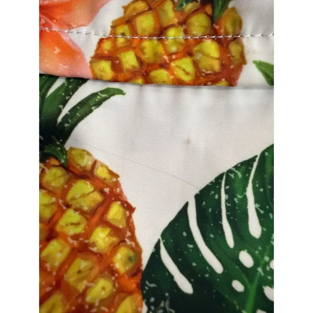 Pineapple Tropical Floral Backpack Hawaiian Beach Travel School Bag White Orange